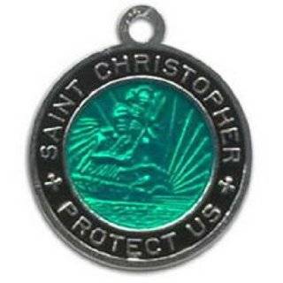 St. Christopher Surf Medal   Small Kelly Green / Black
