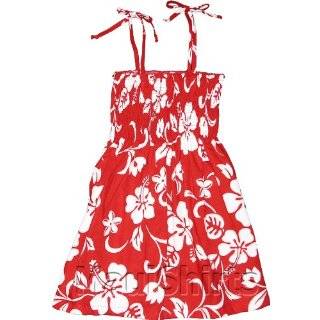 Girls Smocked Sundress   Classic Hibiscus Spaghetti Strap Hawaiian 