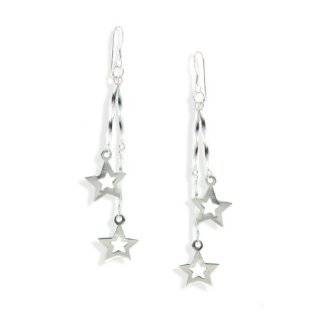 Sterling Silver Twisted Bar Stick and Star Drop Earrings