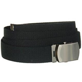 56 Black One Size Canvas Military Web Belt With Silver Slider Buckle