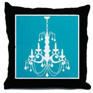 Turquoise Black and White Chandelier Decorative Throw Pillow, 18