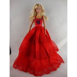 Amazing Red Ball Gown with Gold Accents Made to Fit the Barbie Doll