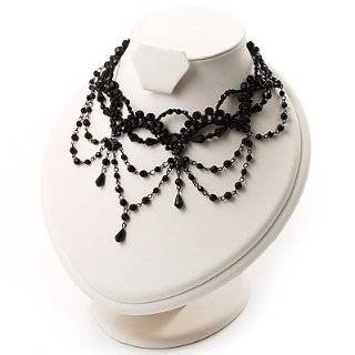 Black Beaded Choker Jewelry 