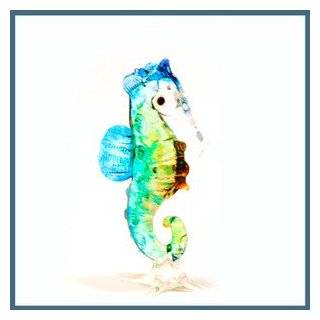 Hawaiian Glass Fish Figurine Sammy Seahorse Blue