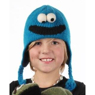 Sesame Street Cookie Monster Kids Wool Pilot Hat with Ear Flaps