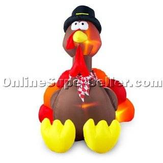   Thanksgiving Inflatable Turkey with Pilgrim Hat Balloon  6 Foot Tall