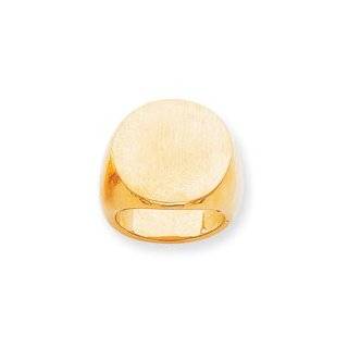 14K Yellow Gold Mens Signet Ring With Brush Finished Top: Jewelry 