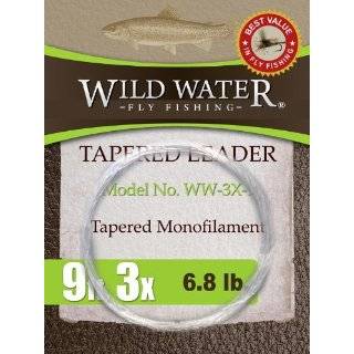 Wild Water Fly Fishing Tapered Leader 2X, 9  Sports 