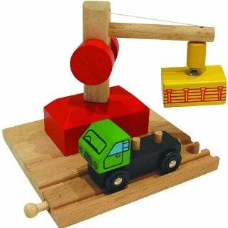   Wooden Expansion Train Track Playset (Single Crane, Rail and Truck