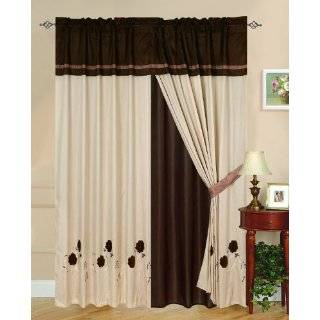  5 Piece Amber Window Curtain Drape Green/Chocolate 42 x 84 
