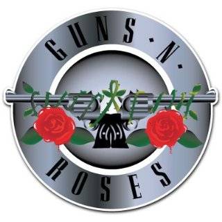   Guns and 2 Roses Rectangle Logo on Black   Sticker / Decal Automotive