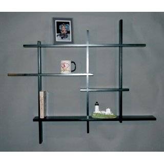 Modern Wall Display Shelf Black 41H x 48.5W x 6.5D, STANDARD, BLACK 