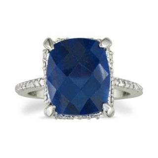 6ct Sapphire Rough Cut Diamond Ring Set in Sterling Silver, Size 4 to 