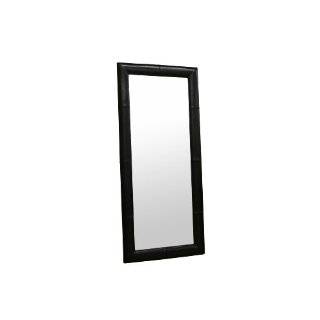  Floor Mirror with Black Leather Frame   Contemporary
