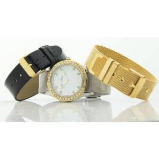 Geneva Womens Petite Gold Tone Nugget Diamond and Ruby Bracelet Watch 