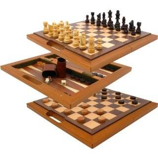  4 in 1 Wooden Game Set: Backgammon, Chess, Checkers 