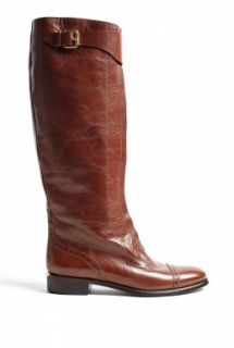 Burberry   Walnut Brown Drayton Flat Riding Boots by Burberry 