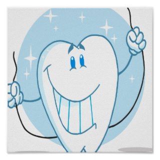 Smiling Tooth Cartoon Character Always Floss Poster