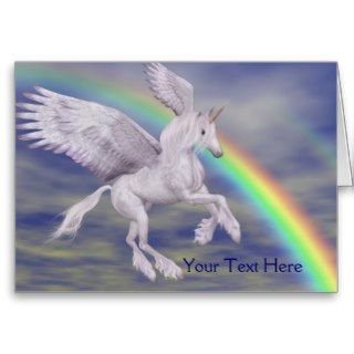 Flying Unicorn Rainbow Fantasy Art Photo Card