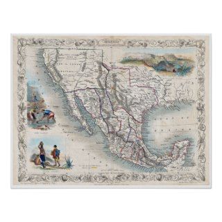 Map of Mexico Texas California   Tallis 1851 Print