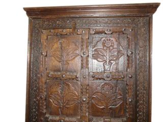 Wardrobe Armoire Antique Door Floral Carved Wood Cabinet Teak India Furniture