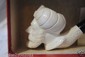 Vintage Hand Carved Meerschaum Pipe Sultan Head from Turkey Unused 1960'S