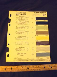 1950 50 Chevrolet Colors Paint Chips Page
