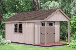 16' x 10' Cabin Poolhouse Shed with Porch Plans P61610 Free Material List