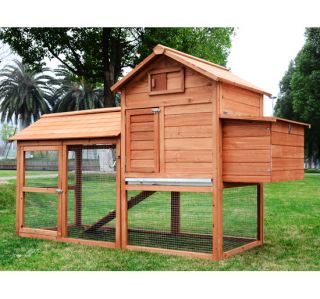 New Deluxe Wood Chicken Coop Backyard Hen House Nesting Box Outdoor 