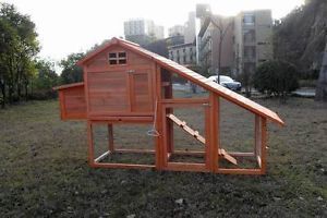 Deluxe Chicken Poultry Coop Hen House Rabbit Hutch Cage w Nesting Box 