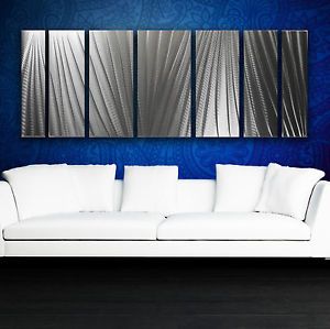 Modern Abstract Metal Wall Art Silver Painting Sculpture Home Decor in Outdoor