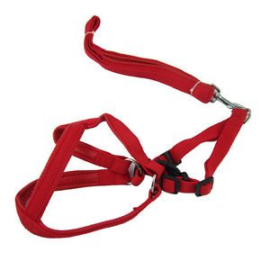 Aqy Adjustable Nylon Pet Dog Chest Pulling Lead Leash Harness Collar Rope Red