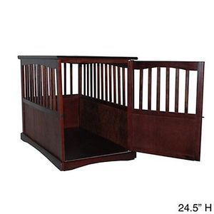 Large Espresso Wood Wooden Table Indoor Pet Dog Cage Crate Kennel Furniture