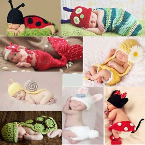 Baby Girl Boy Infant Newborn 12M Knit Crochet Clothes Costume Photo Prop Outfits