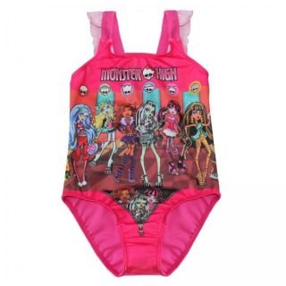 Monster High Skull Girls Swimsuit Swimwear Bathing Suit Swimming Costume Sz 7 8