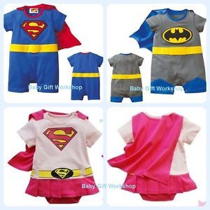 Boys Baby Gro Romper Suit Funky Superman Batman Fancy Dress Costume Outfit Gift