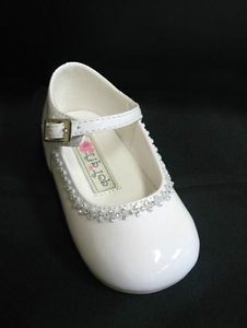 Clear Rhinestone Infant Toddler Baby Girls Dress Shoes Pageant Wedding White