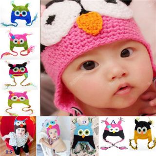 New Cute Baby Boy Girl Toddler Child Xmas Owl Knit Crochet Hat Beanie Cap 023