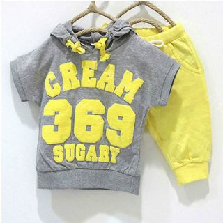 Baby Girls Boys Kids Cotton Sports Outfit Clothing Hoody T Shirt Trousers Pant
