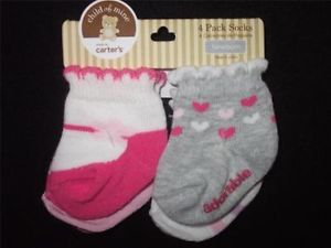 Infant Newborn Child of Mine Carters Baby Toddler Girls 4 Pack Pink Socks
