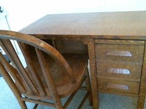 Unique Vintage Small Childs Oak Desk With Chair 36 Wide Nice Pick