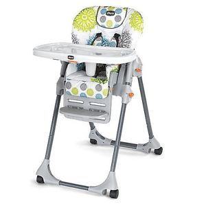 Chicco Polly Zest Vinyl Pattern Space Saving Fold High Chair Infants Toddlers