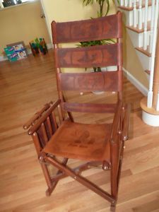 Costa Rica Leather Folding Rocking Chair Camping Patio Travel Rocker Fathers