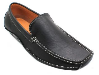 Men's Casual Leather Classic Moccasins Loafer Slip on Driving Shoes Black