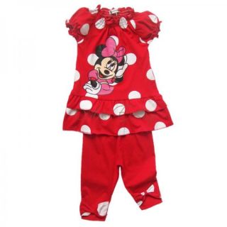 Girl Kid Minnie Mouse Outfit Polka Dots Top Dress Leggings Pants 2pc Sets Sz 2 6