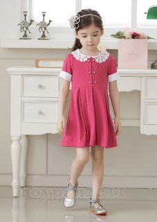 Lovely Kids Toddlers Girls Beautiful Lace Doll Collars Dress New Age 2 7Y