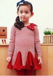 Lovely Kids Girls Stripe Dress and Leggings Pants Outfit Sets Age 2 7Years