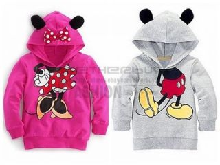Toddler Girls Hoodie Coat Kids Minnie Mickey Mouse Bow T Shirt Costume Tail 2T 6