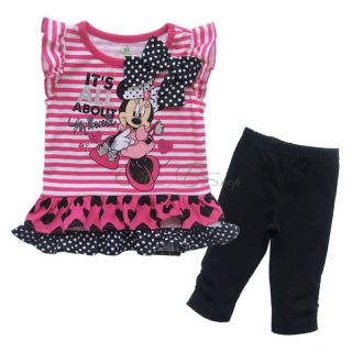 Kid Baby Toddlers Outfit Girl Minnie Mouse Top Dress Black Leggings 12M 18M 24M