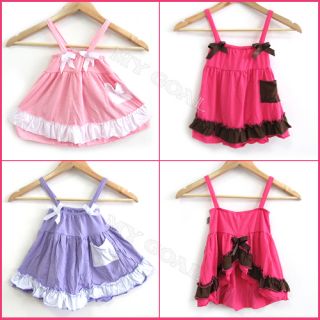 Baby Girl Kids Ruffle Strap Tops Dress Pants Bloomers Nappy Cover Outfit Clothes